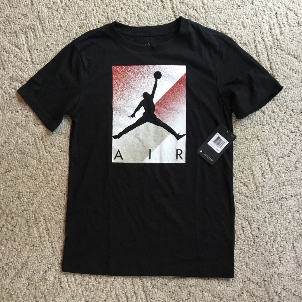Jordan Black Short-Sleeve AIR Graphic Tee with Red Accent